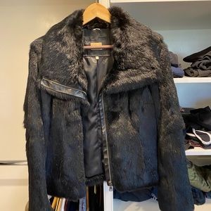 Black rabbit fur jacket